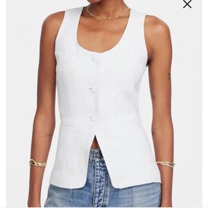 Madewell White Linen Scoop Neck Cutaway Vest -  Size 10